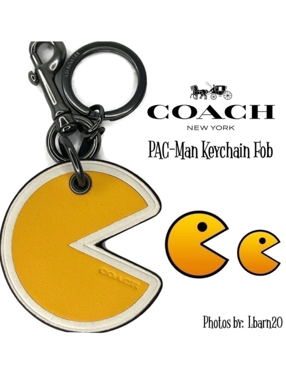 PAC MAN BAG CHARM (COACH F56751) BLACK/YELLOW RARE SOLD OUT! PAC-MAN KEYCHAIN